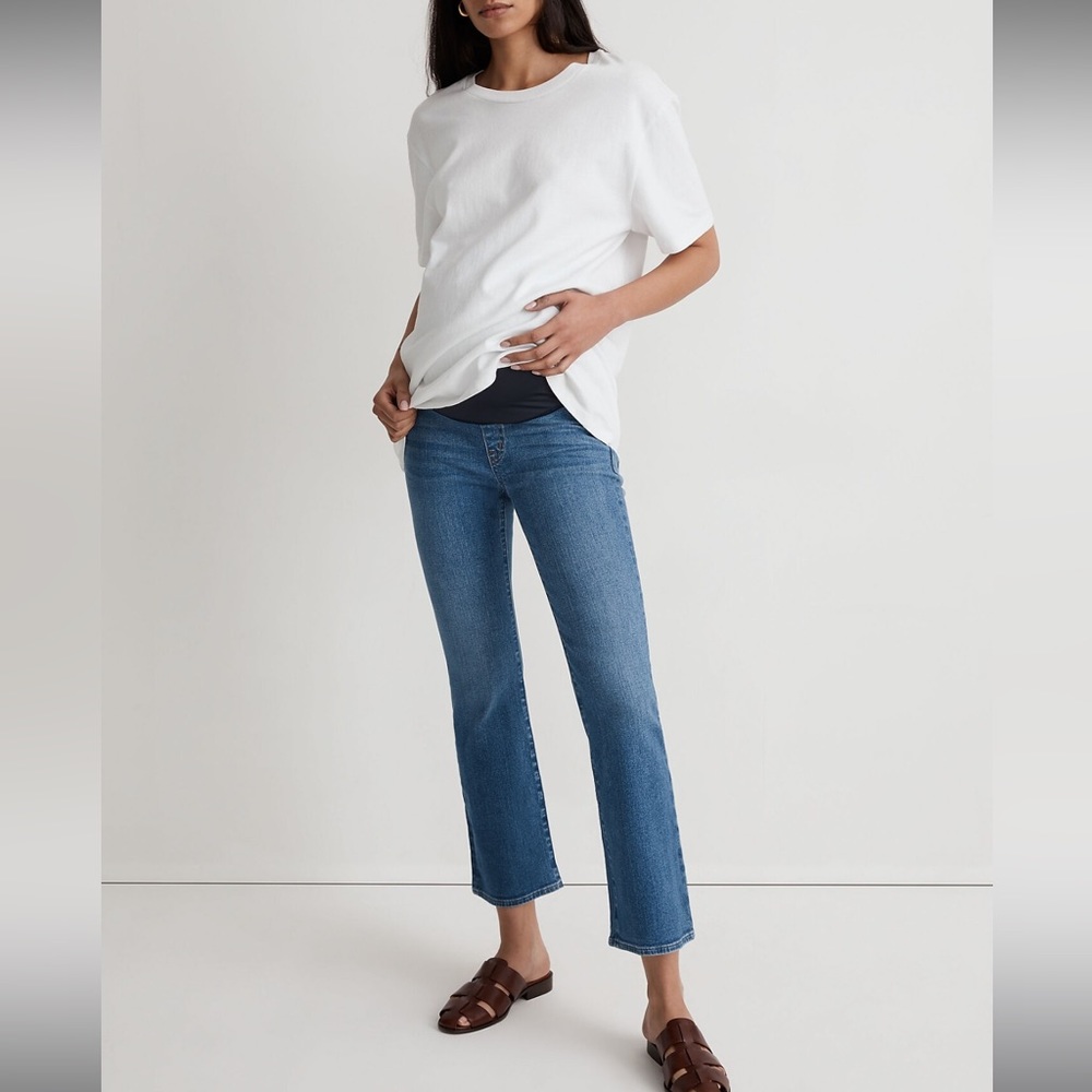 Madewell Maternity Over-the-Belly Kick Out Crop Jeans Cherryville Wash Size 26